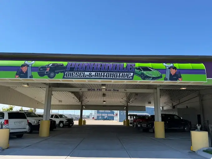Covered service drive at Panhandle Diesel and Automotive, 1802 E Overland, Scottsbluff, NE